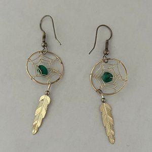 Sterling silver dream catcher earrings with turquoise stones